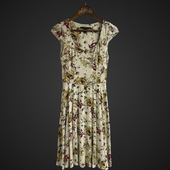 MNG by Mango Floral Sun Dress XS Short Sleeve Knee Length - Picture 1 of 6